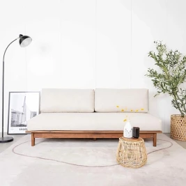 Ghế Đôn Sofa Gỗ Cao Su Tự Nhiên